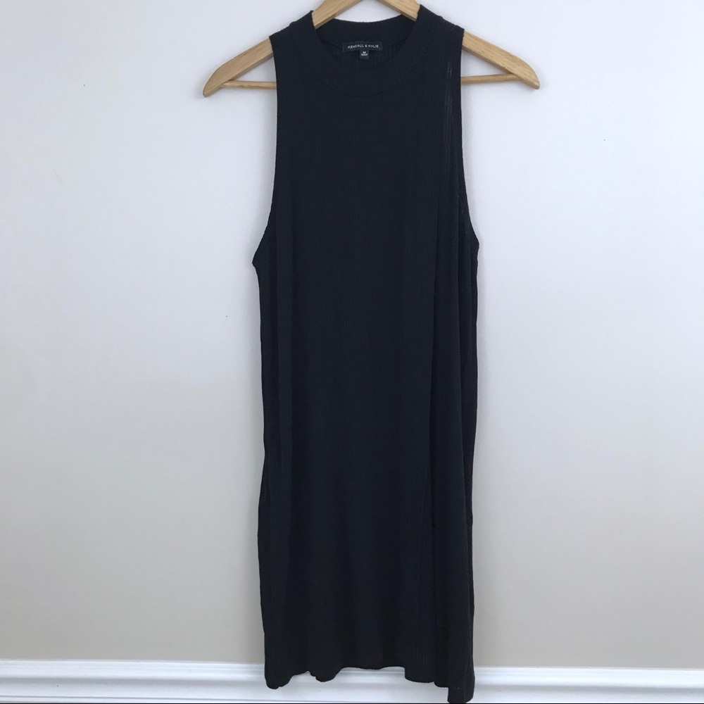 Kendall & Kylie Black Sleeveless Ribbed Dress
